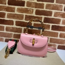 구찌 GUCCI 2022 SS 다이애나 뱀부 스몰 탑 핸들백 핑크 675797 커스텀급