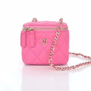 샤넬 CHANEL 2022 SS 미니 클래식 핑크 체인 파우치백 커스텀급