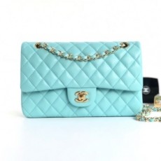 샤넬 CHANEL 2022 SS 램스킨 클래식 미듐 플랩백 민트 A1112 커스텀급