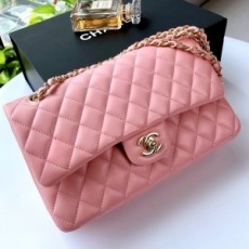 샤넬 CHANEL 2022 SS 램스킨 클래식 미듐 플랩백 핑크 A1112 커스텀급