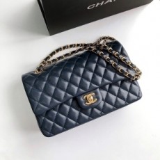 샤넬 CHANEL 2022 SS 램스킨 클래식 미듐 플랩백 네이비 A1112 커스텀급