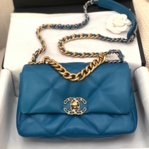 샤넬 CHANEL 2022 SS 19 램스킨 CC 골드메탈 제니백 스몰 블루 플랩백 AS1160 커스텀급