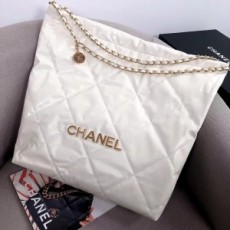샤넬 CHANEL 2022 SS 빈티지 페이던트 체인 파우치 호보백 라지 화이트골드 AS3262 커스텀급