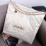 샤넬 CHANEL 2022 SS 빈티지 페이던트 체인 파우치 호보백 라지 화이트골드 AS3262 커스텀급