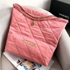 샤넬 CHANEL 2022 SS 빈티지 페이던트 체인 파우치 호보백 라지 핑크 AS3262 커스텀급