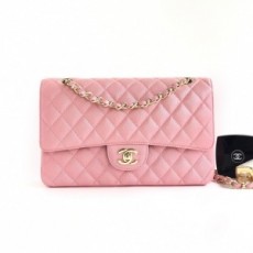 샤넬 CHANEL 2022 SS 캐비어 미듐 클래식 플랩백 핑크 AS1112 커스텀급