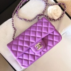 샤넬 CHANEL 2022 SS 램스킨 스몰 클래식 플랩백 보라 AS1116 커스텀급
