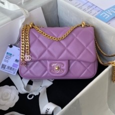 샤넬 CHANEL 2022 SS 램스킨 클래식 미니 플랩백 보라 AS1793 커스텀급