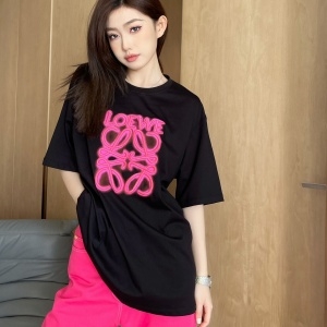 로에베 LOEWE 2022 SS 로고 자수 라운드넥 여성 반팔티 커스텀급