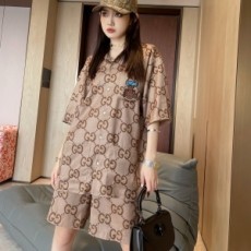 구찌 GUCCI 2022 SS 쟈가드 카라 여성 반팔셔츠 반바지 세트 커스텀급