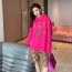 구찌 GUCCI 2022 SS 캐릭터 로고 핫핑크 후드 여성 긴팔티 커스텀급