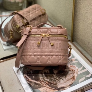 디올 DIOR 2022 SS 로고 캐릭터 자수 화장품케이스 스몰 숄더백 핑크 레더 커스텀급